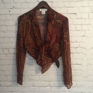 70s Style Paisley Silk Blouse